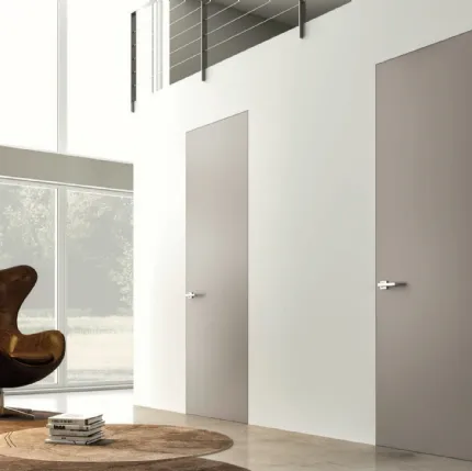 Porta per interni a filo muro A Fil 50 in legno laccato di Zemma