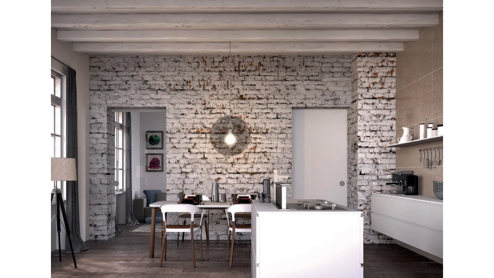 Porta per interni Aria Wood 42 in laccato bianco di Zemma