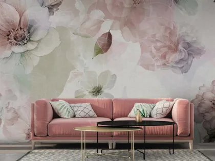 Carta da parati con fiori dai colori pastello Botanica WPC_649 di Caos Creativo by Rossi&Co