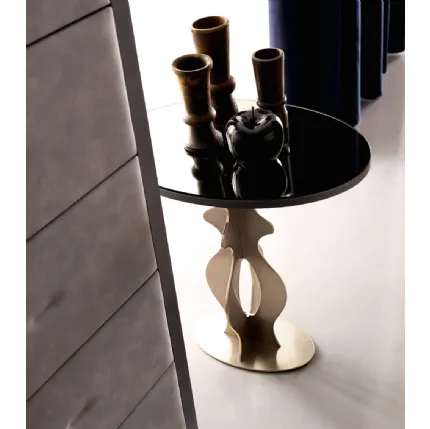 Tavolino rotondo Jasper in vetro bronzato con base in ferro di Cortezari