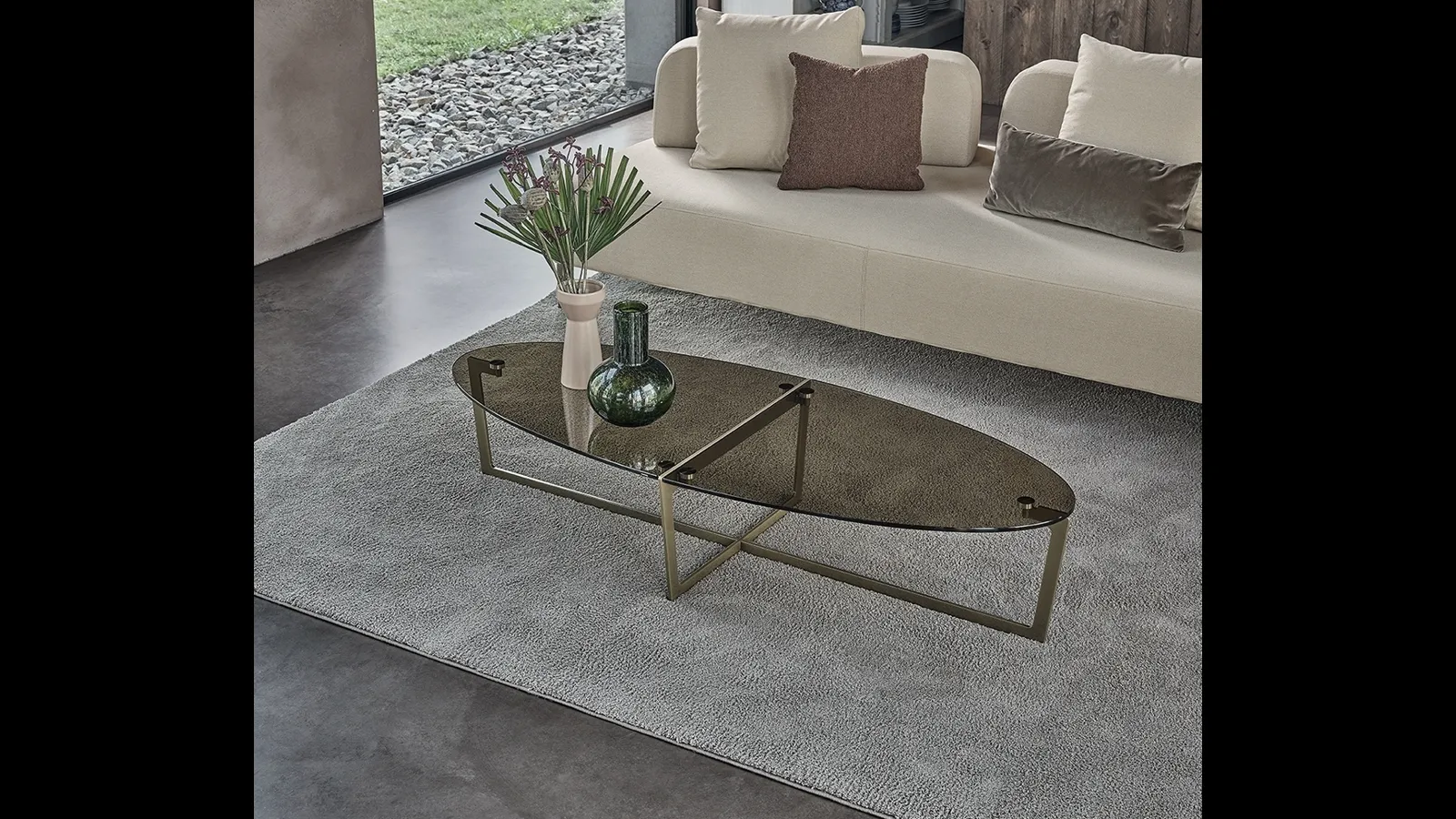 Tavolino ovale Cross di Bontempi