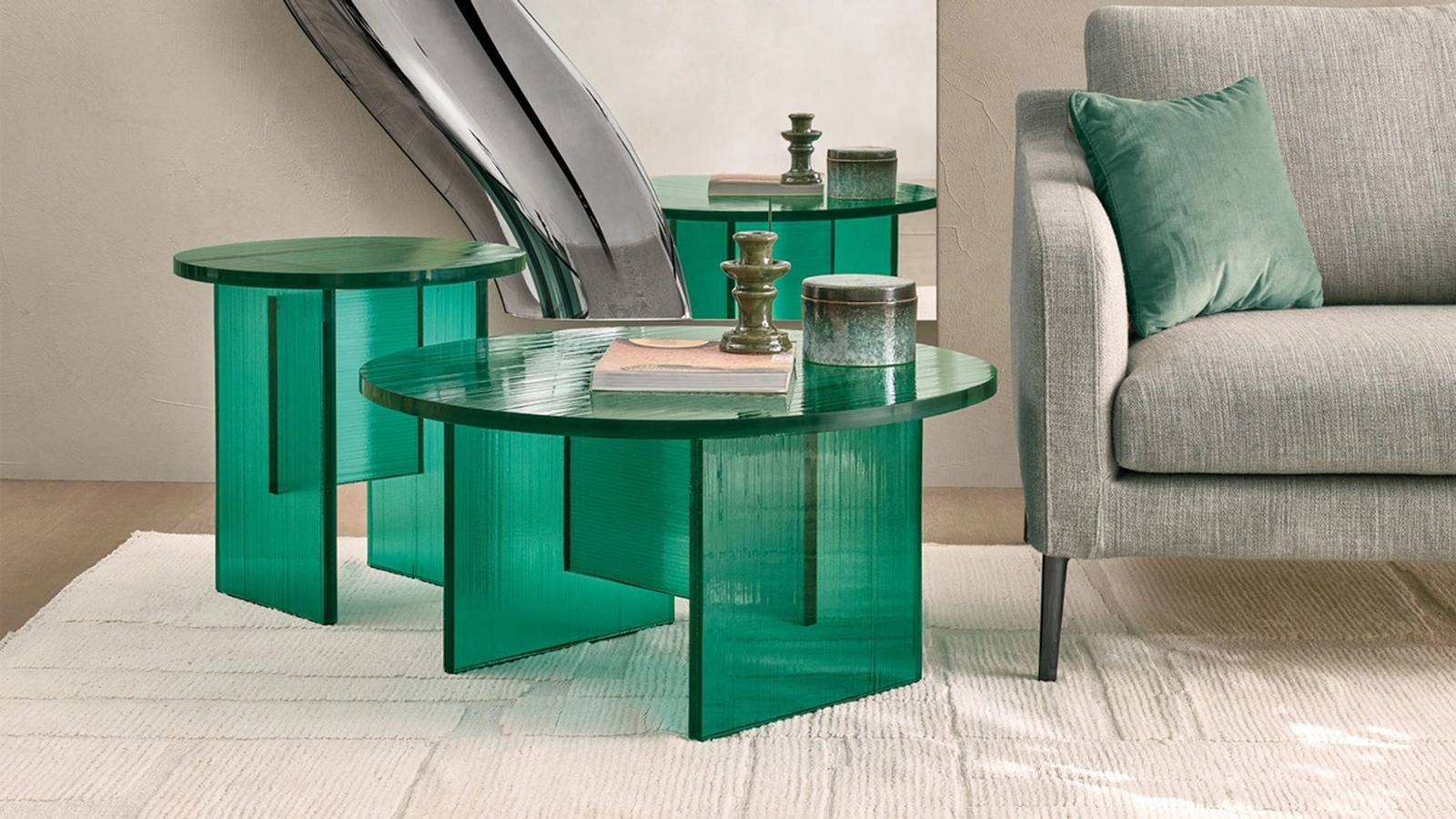 Tavolino di design in vetro Gliss di Fiam