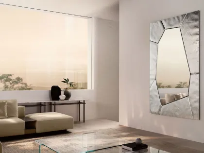 Specchio con cornice in vetro Silica di Fiam
