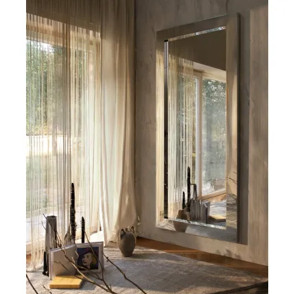 Specchio da parete Titanio con cornice in acciaio inox di Riflessi
