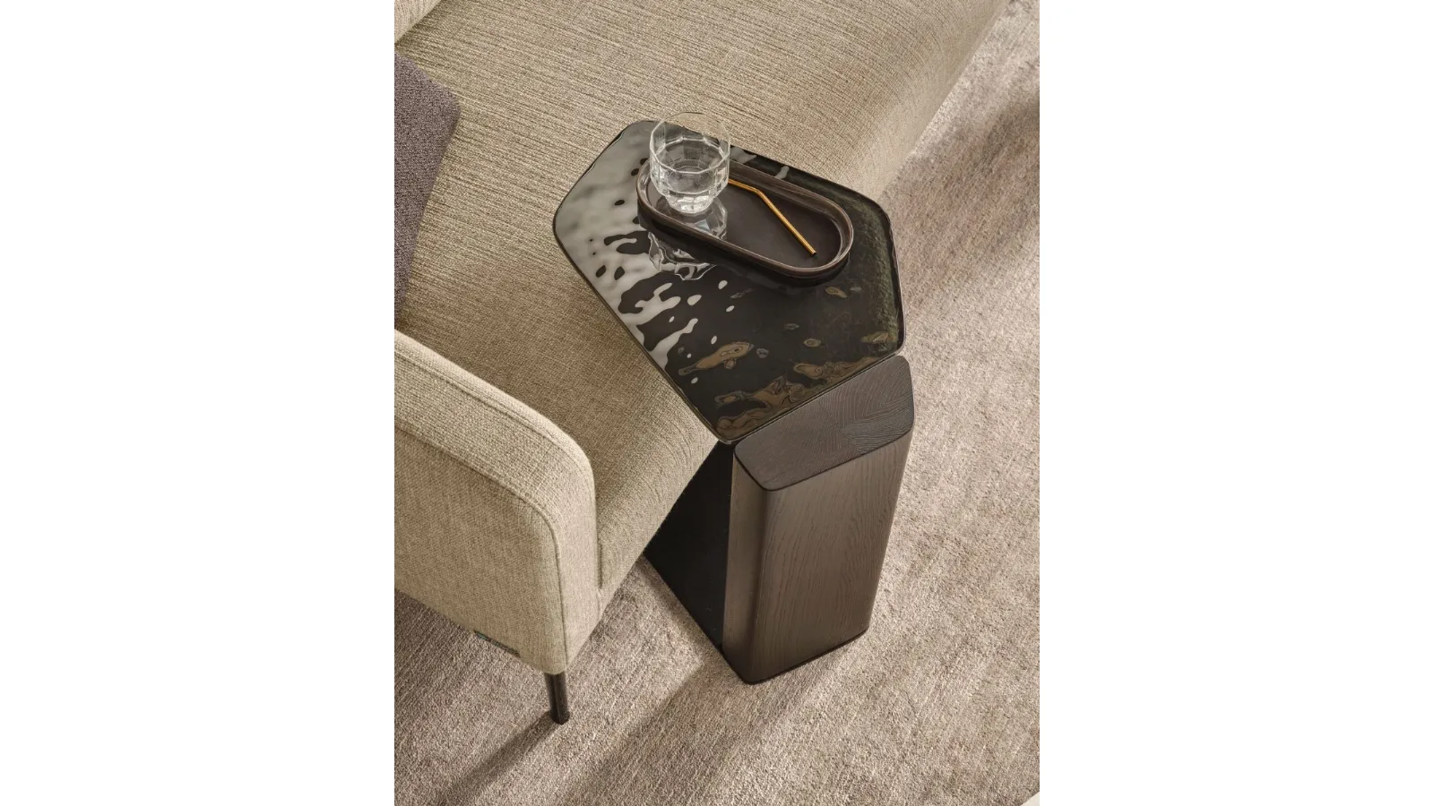 Tavolino in vetro e legno massello Stone di Fiam