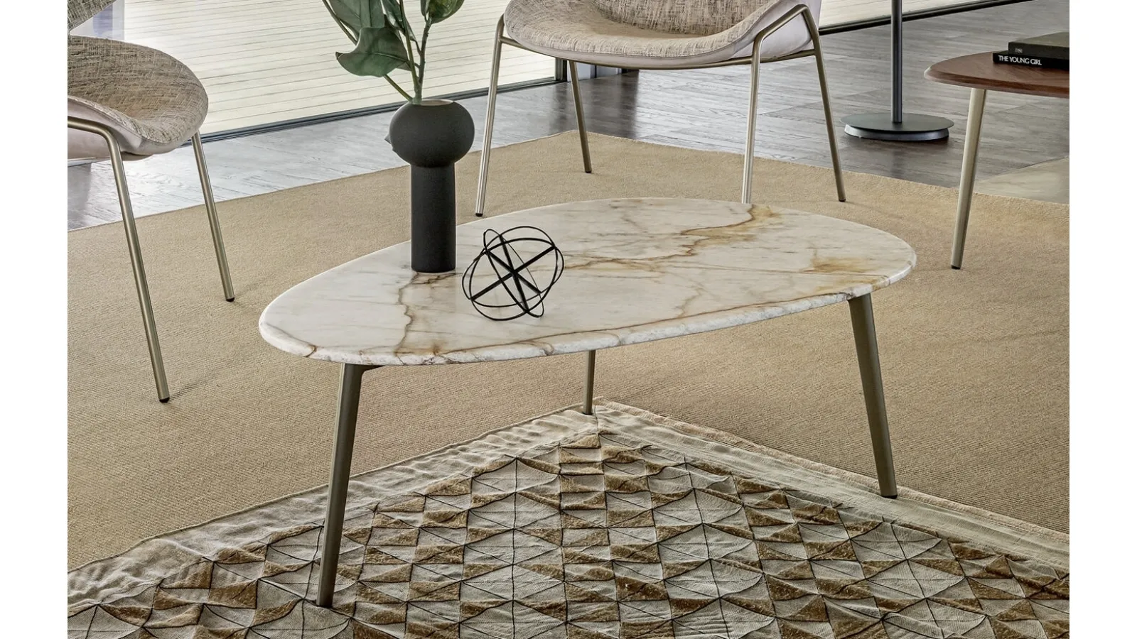 Tavolino con top in marmo Coffee di Riflessi