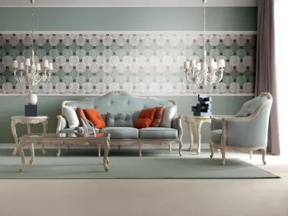 Tavolino da angolo 3498 colore corda e argento antico di Silvano Grifoni