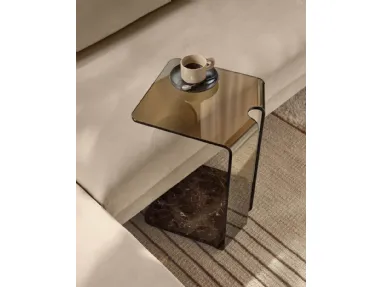 Tavolino in vetro con base in marmo York di Fiam