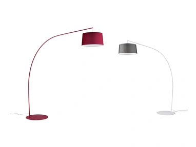Lampada da terra in metallo con paralume in tessuto o rete accoppiata a PVC Thai Egoitaliano