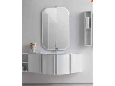 Mobile da Bagno sospeso in laccato bianco lucido B201 BD028 di Compab