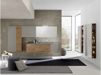 Mobile da Bagno sospeso M2 System C211 in melaminico effetto legno e laminato Grigio Londra di Baxar