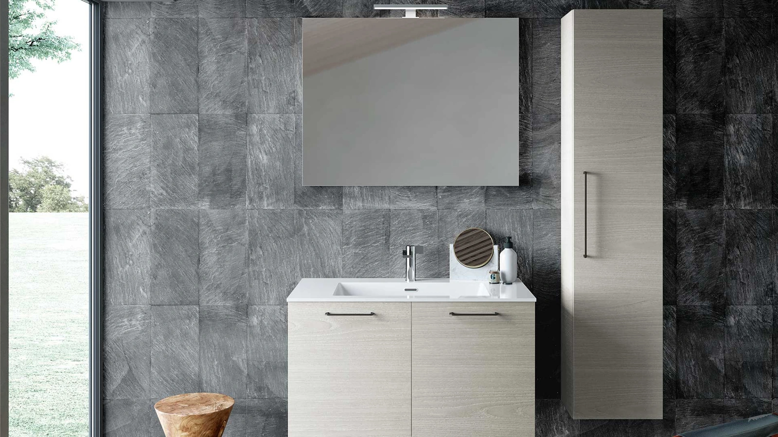 Mobile da Bagno sospeso Block System Syntesi C38 di Baxar