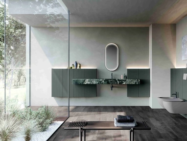 Mobile da Bagno sospeso M2 System 242 in laccato e gres di Baxar