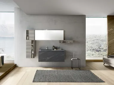 Mobile da Bagno sospeso M2 System C204 in HPL Unicolor Ardesia di Baxar