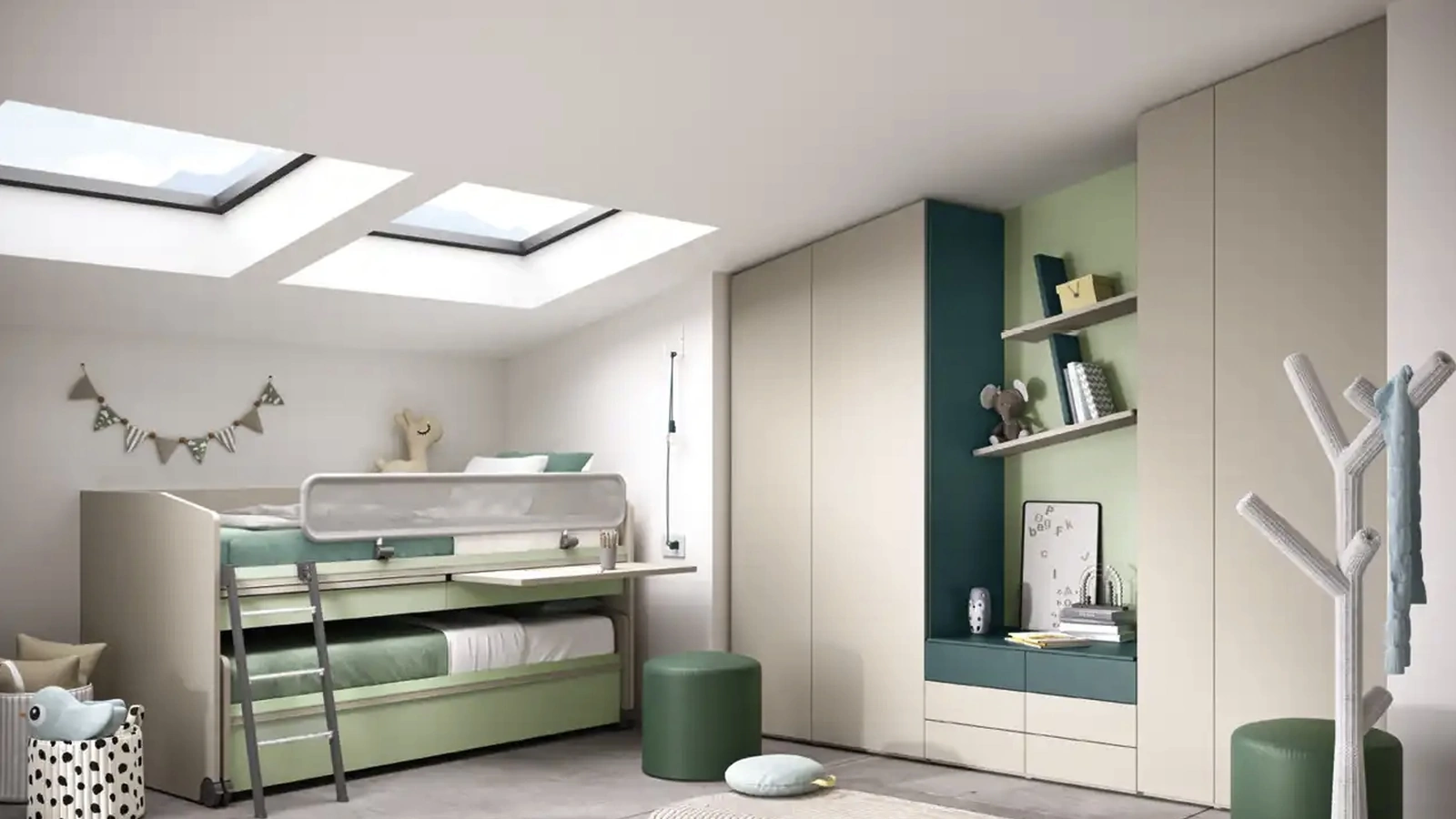 Cameretta con letti scorrevoli K124 di Moretti Compact Camerette