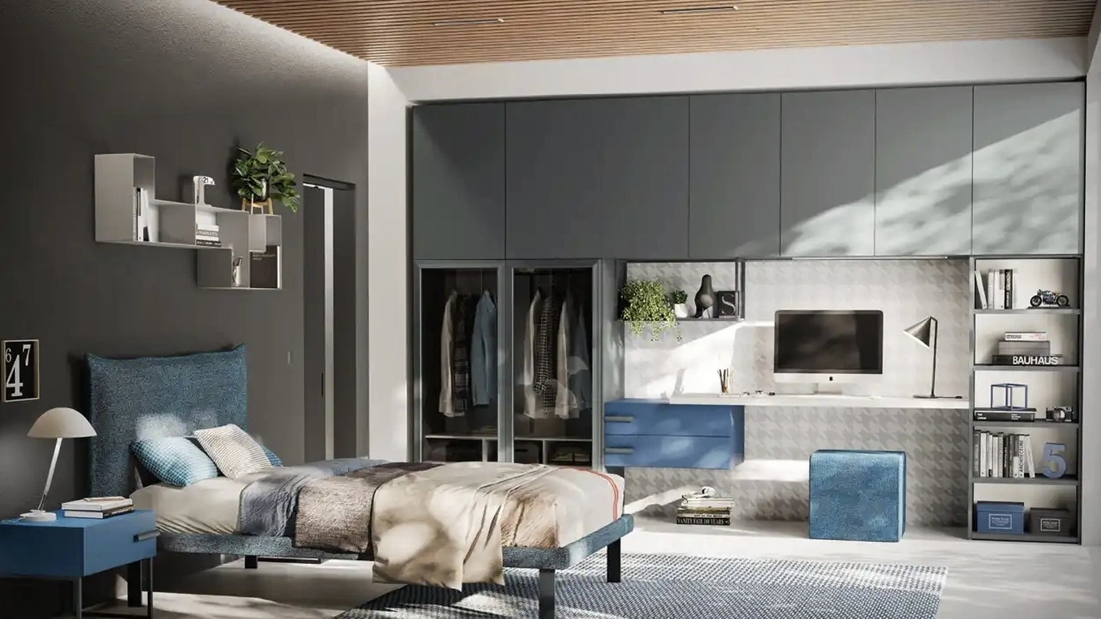 Cameretta con armadio a ponte Y108 di Moretti Compact Camerette