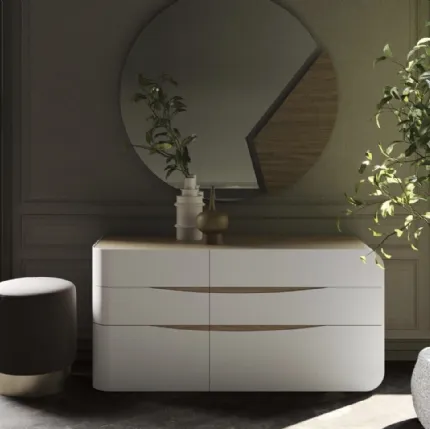 Comò Eikon laccato opaco con struttura in Quercia di Voltan