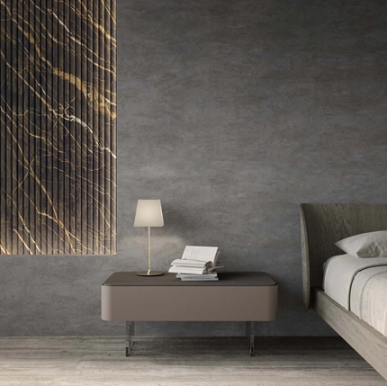 Comodino Elite Fisso laccato con piedini in vetro di Voltan