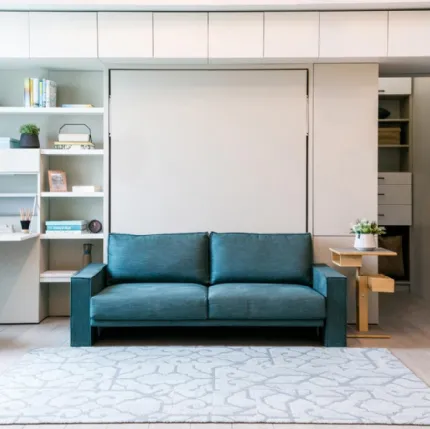 Letto a scomparsa chiuso Living 22 con divano lineare integrato Penelope 2 Sofa Next di Clei
