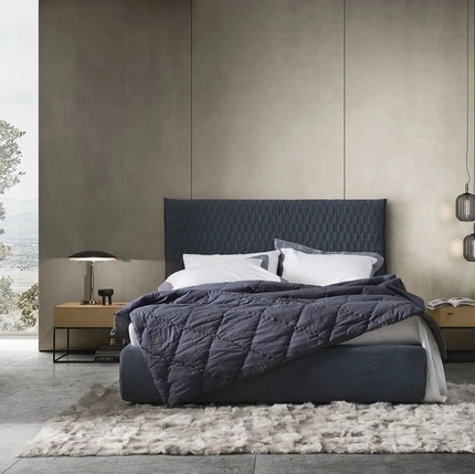 Letto in tessuto imbottito Allen 2 di Alf Da Frè