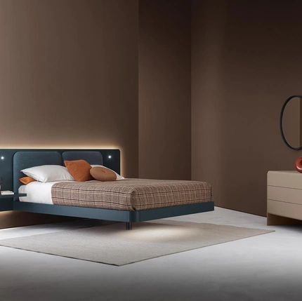 Letto sospeso in laccato con testiera Grand Voile di Alf Da Frè