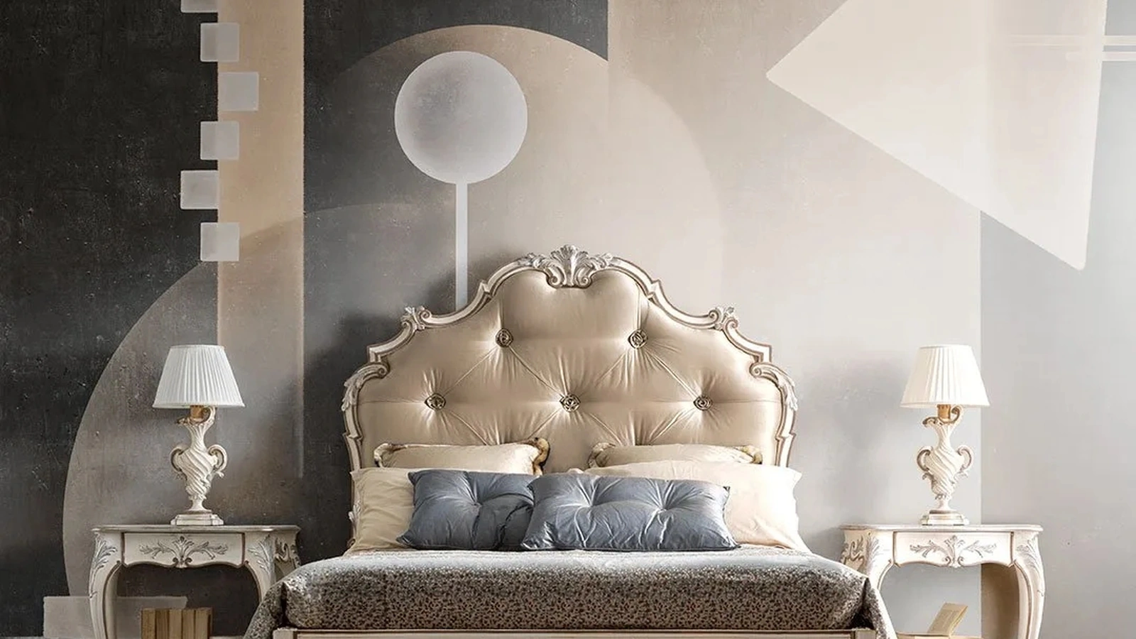 Letto 2520 in tessuto imbottito di Silvano Grifoni