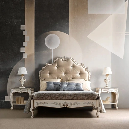 Letto 2520 in tessuto imbottito di Silvano Grifoni