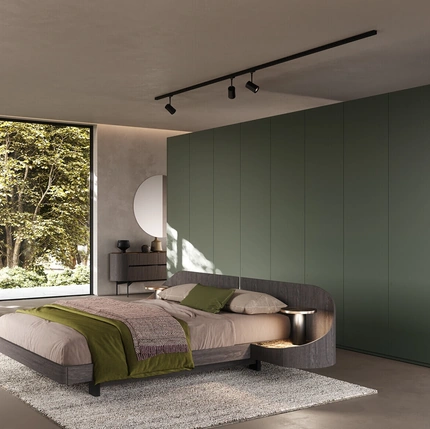 Letto in legno di quercia Ottanta con contenitore di Voltan