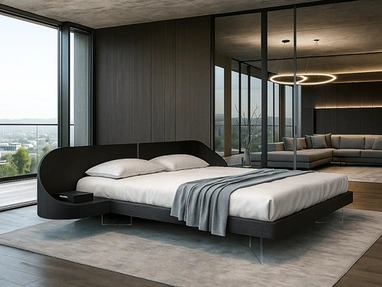 Letto Ottanta laccato nero di Voltan