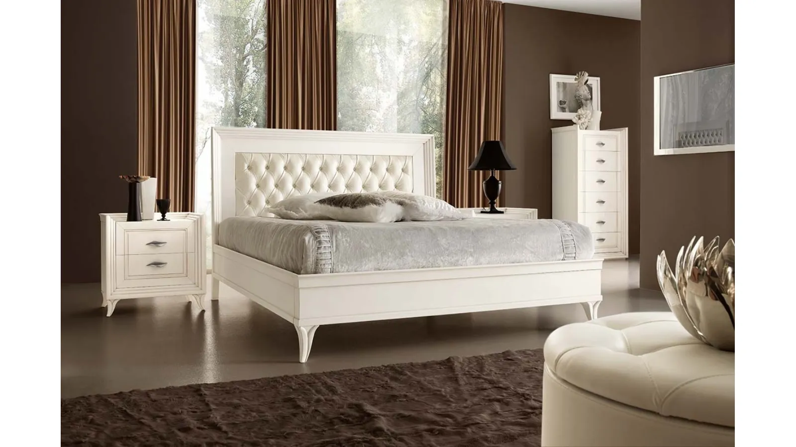 Letto Today LTTOD3 con testiera in pelle imbottita di Ferretti e Ferretti