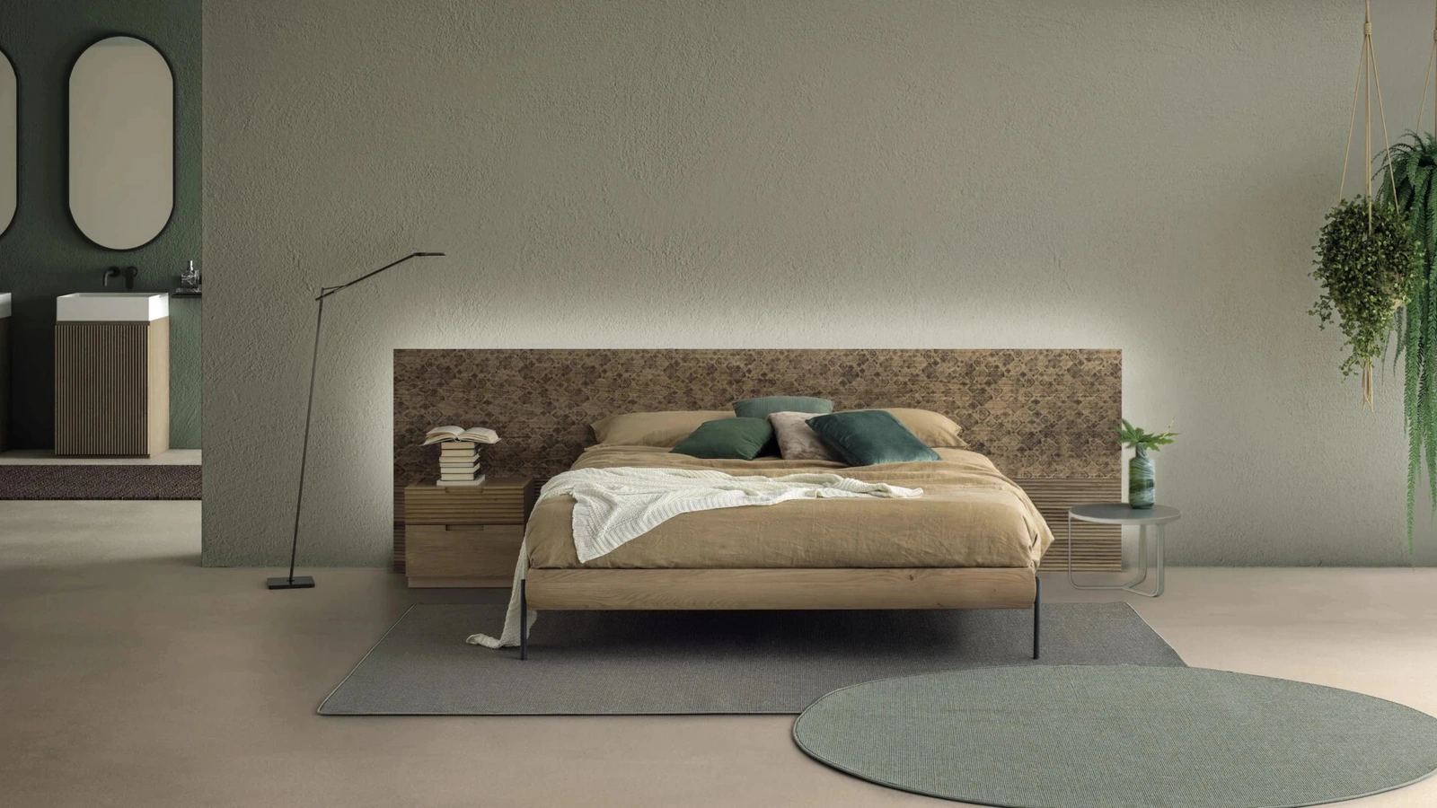 Letto Zen con testiera a terra di Devina Nais