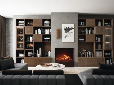 Libreria Motivi composizione 130 in legno finitura Castoro Fumé di Ferretti e Ferretti