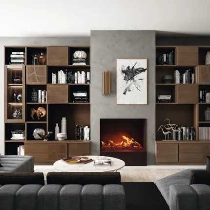 Libreria Motivi composizione 130 in legno finitura Castoro Fumé di Ferretti e Ferretti