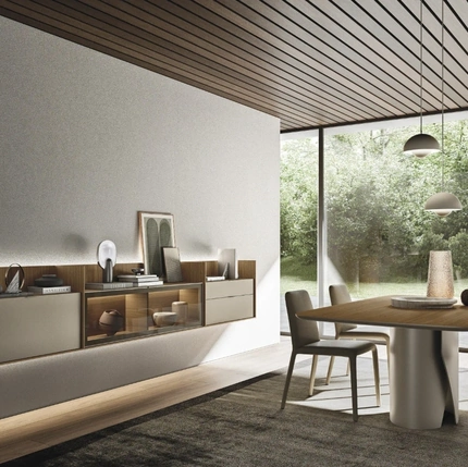 Mobile sospeso Cabaret One 03 in materico e legno di Sangiacomo