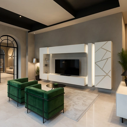 Parete Attrezzata Soggiorno Bianco di Voltan