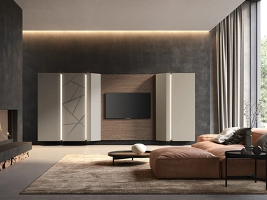 Parete Attrezzata Soggiorno con pensili terminali di Voltan