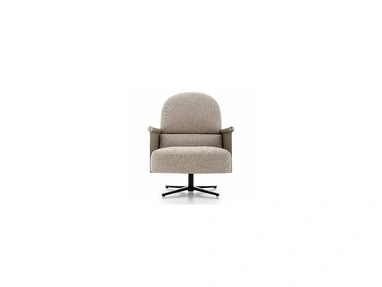 Poltroncina in tessuto con braccioli in cuoio Beyl di Ditre Italia