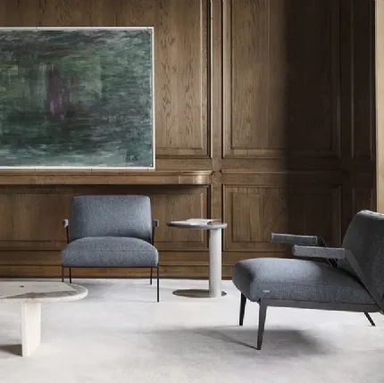 Poltrona di design in tessuto con struttura metallica Lima di Nicoline