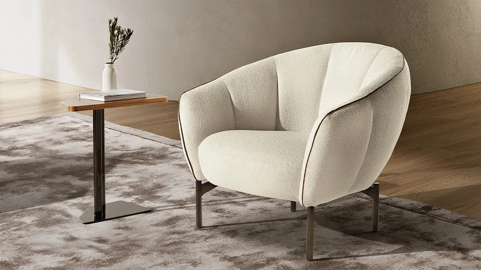 Poltroncina in tessuto Perla di Max Divani