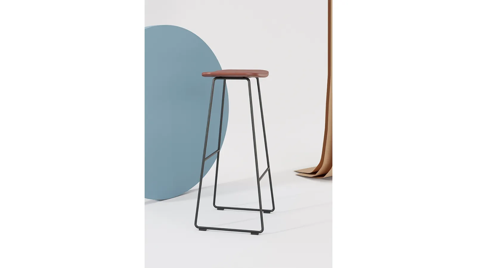 Sgabello Klejn Kitchen Stool con seduta in ecopelle e base in tondino di acciaio di Infiniti