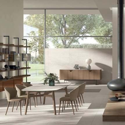 Sedia Meryl in tessuto e legno di Tomasella