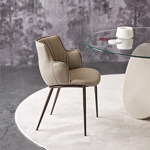 Sgabello in legno con seduta in pelle e schienale trapuntato Arcadia Couture di Cattelan Italia