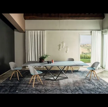 Tavolo allungabile Delta in cristallo di Bontempi