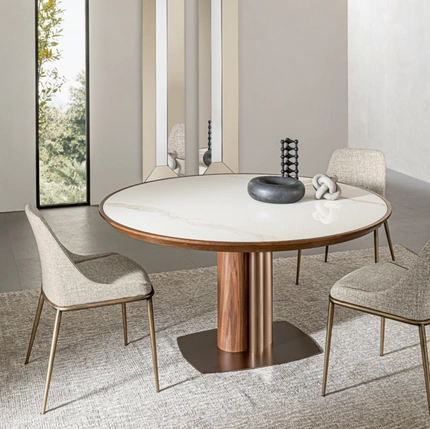 Tavolo Tower in legno e ceramica di Riflessi