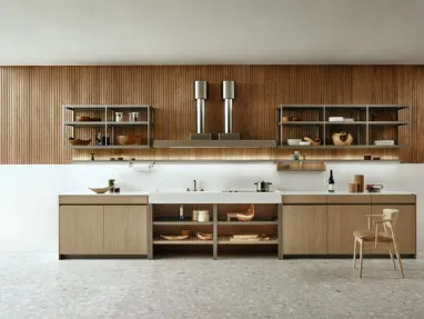 Cucina Design lineare KLab 04 in Rovere Nordic di Ernestomeda