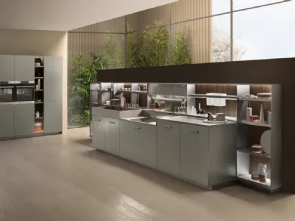 Cucina Design angolare Soul 01 in laccato e pietra piasentina di Ernestomeda