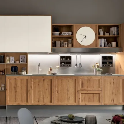 Cucina Moderna lineare Milano in Rovere Nodoso e laccato Bianco di Veneta Cucine