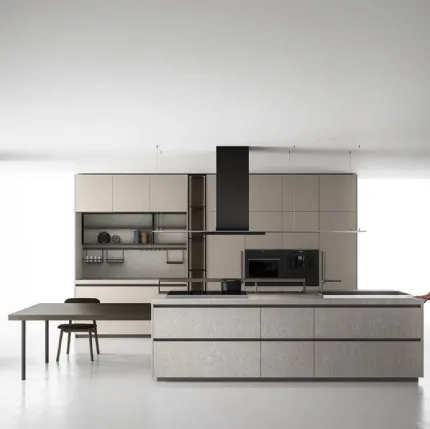 Cucina Moderna con isola Zafferano 02 finitura laminato Piasentina e Canapa di Valdesign