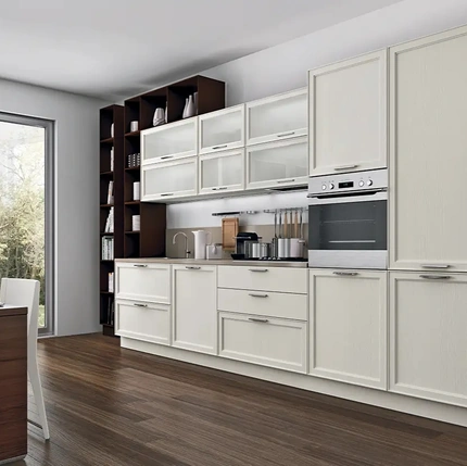 Cucina su misura lineare Melograno Composizione PM01 in legno di frassino di Le Fablier