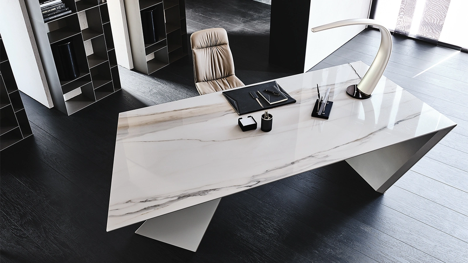 Scrivania direzionale in ceramica Nasdaq Keramik di Cattelan Italia